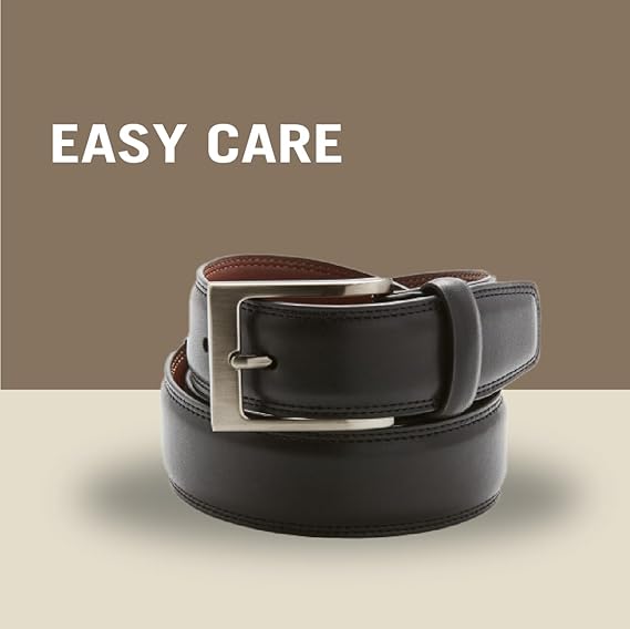 Men’s Genuine Leather Reversible Dress Belt – Dual-Sided Black & Brown, Classic Buckle, 1.26" Wide, Adjustable for Waist Size 30-44"