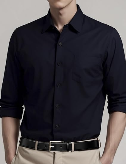 Men’s Classic Black Leather Dress Belt – Genuine Leather with Matte Buckle, 1.38" Wide, Formal Business and Casual Use