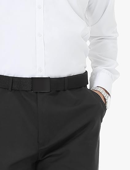 Men’s Canvas Tactical Belt – Adjustable Nylon Web Belt with Automatic Buckle, 1.5" Wide, Cut-to-Fit up to 49", for Casual & Outdoor Use