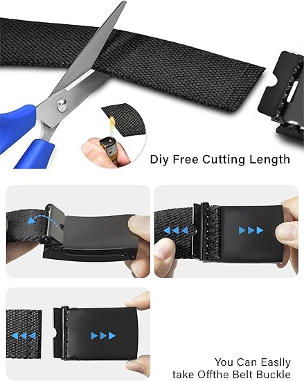 Men’s Canvas Tactical Belt – Adjustable Nylon Web Belt with Automatic Buckle, 1.5" Wide, Cut-to-Fit up to 49", for Casual & Outdoor Use
