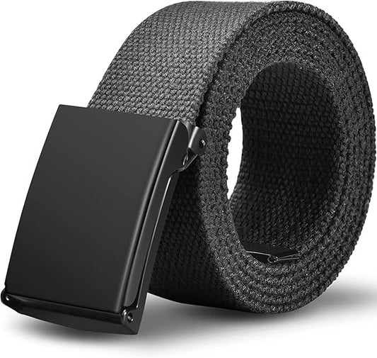 Men’s Canvas Tactical Belt – Adjustable Nylon Web Belt with Automatic Buckle, 1.5" Wide, Cut-to-Fit up to 49", for Casual & Outdoor Use