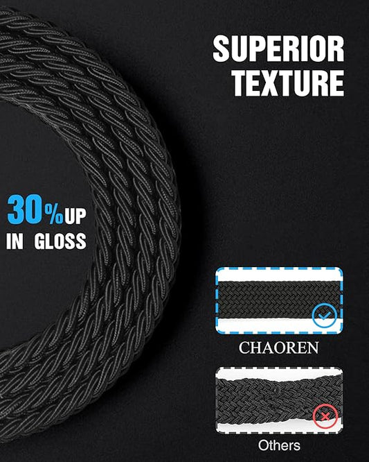 Men’s Elastic Braided Belt – Stretch Woven Belt with No-Hole Adjustable Design, 1.38" Wide, Flexible Fit for Casual, Work, and Travel Wear